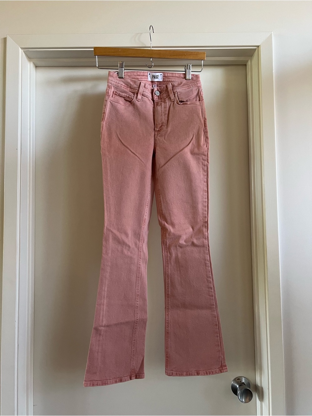 PAIGE Rose Pink High-Rise Flare Jeans